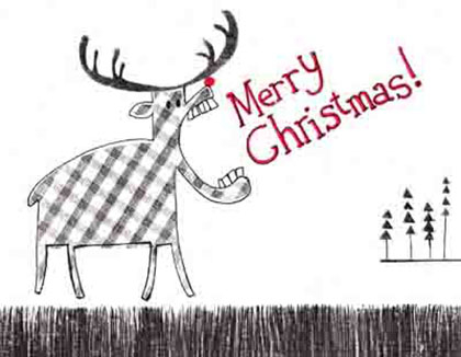 reindeer shouting christmas card